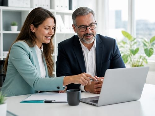 Accountants reviewing a submitted return and agreeing next steps