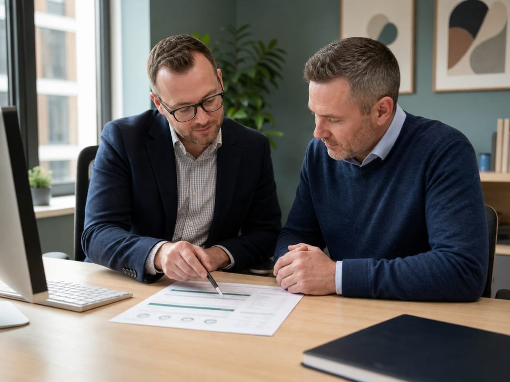 Accountant explaining a clear fixed-fee accounting package to a company director