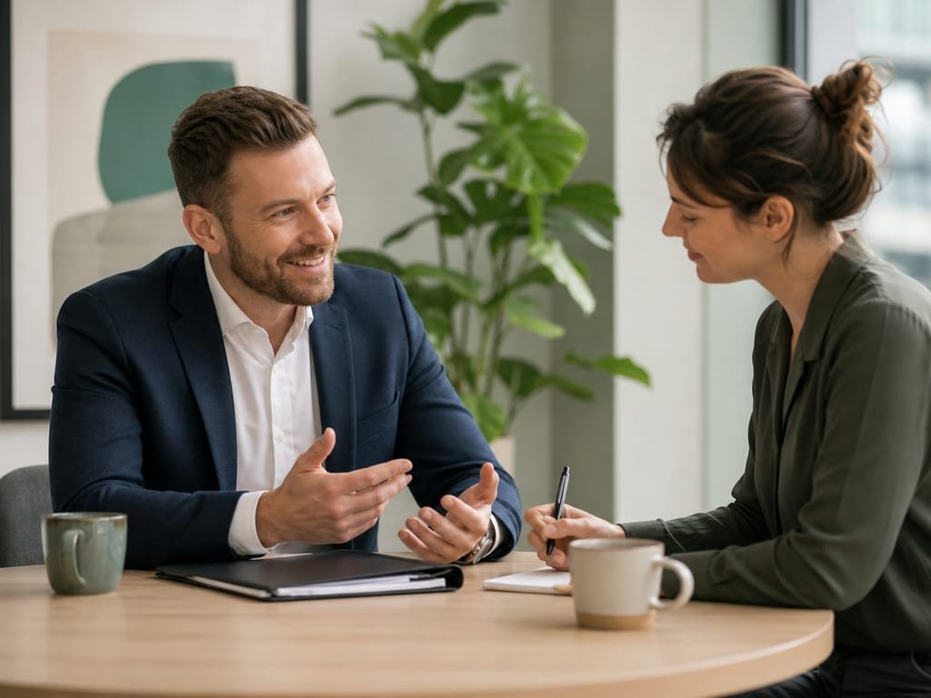 Accountant giving a director ongoing guidance in a follow-up planning meeting